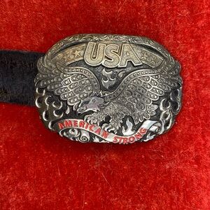 Nocona Men’s Black Western Biker Hardcore 100% Leather Belt with Rare Buckle